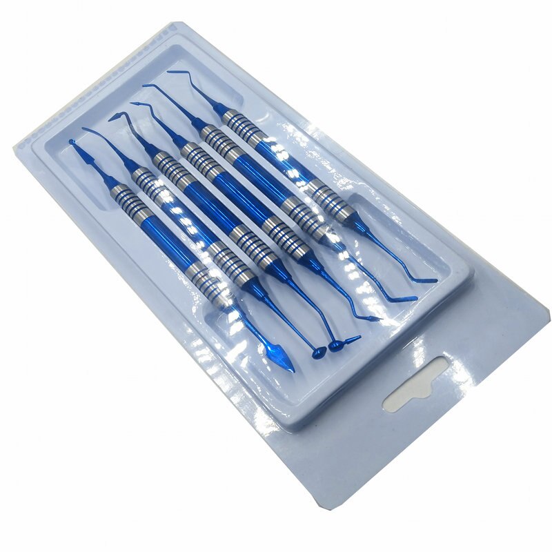 7 stk dental komposit harpiks fyldning spatel titanium belagt hoved harpiks fyldstof sæt tykt håndtag restaurering sæt dental instrument: Default Title