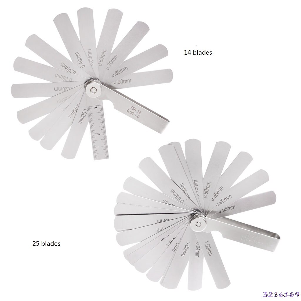 14 Blade 0.05-1mm Feeler Gauge Gage Thickness Measurment Tool Metric Gap Filler