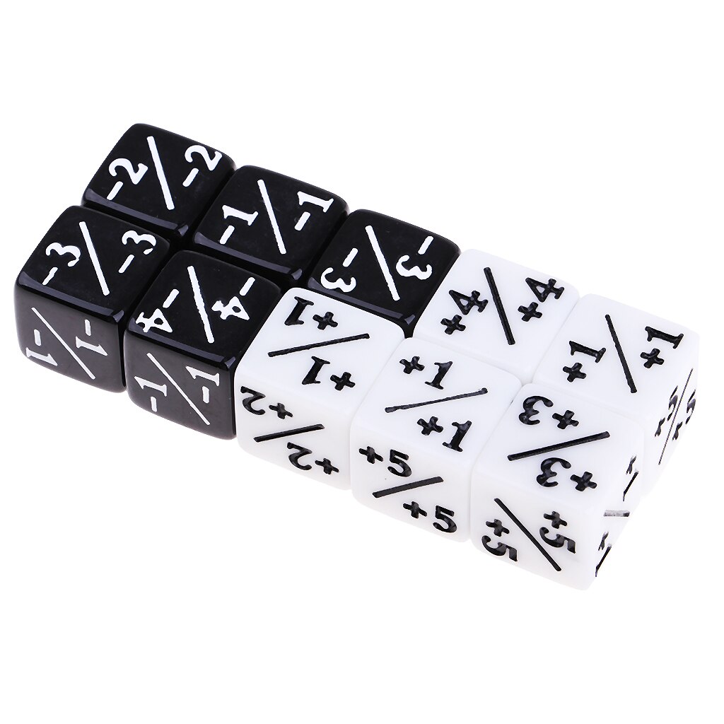 10Pcs Acrylic Dice 16mm 6 Sided Dice D6 Dices Family Set for Table D & D Board Game Black White