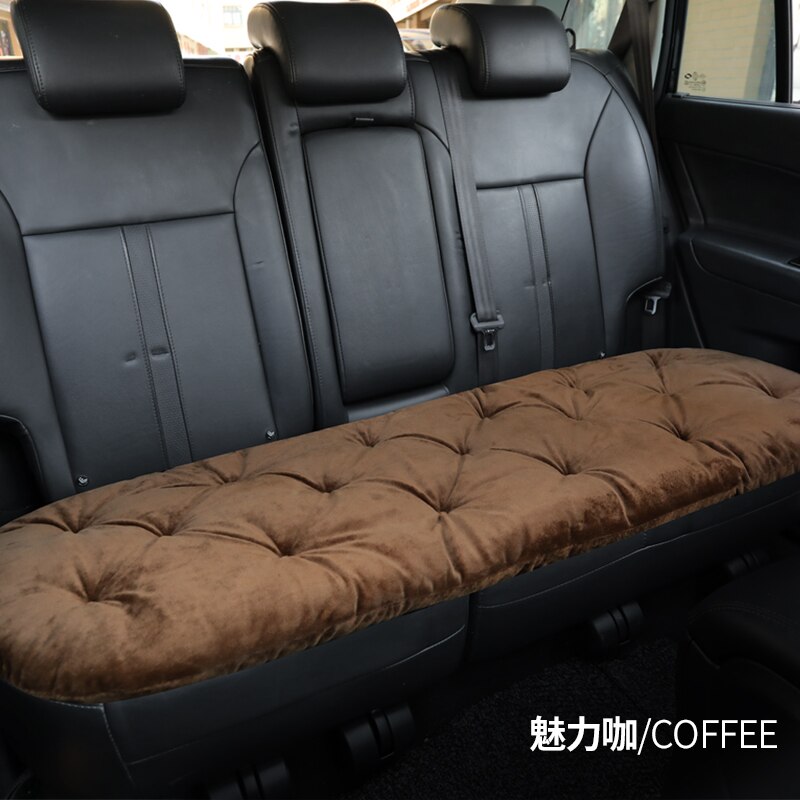 Coussin de siège auto hiver en peluche trois pièces en tissu floqué monolithique épaissi coussin de siège chaud coussin de siège unique pour usage intérieur: Arrière marron 1 pcs