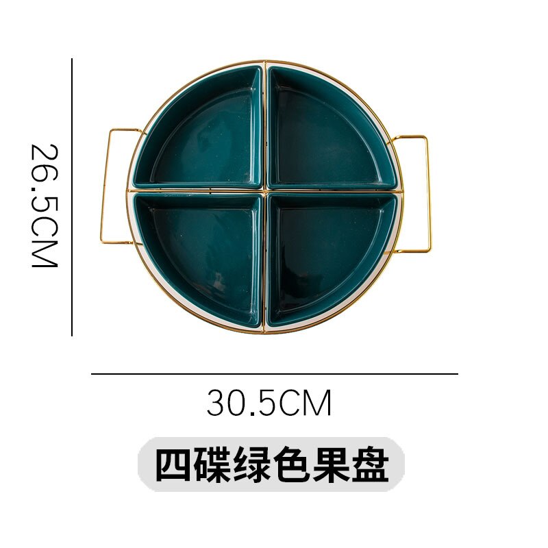 Northern European-Style Ceramic Fruit Dish Dried Fruit Box Hard Fruit Dish Seperated Platter Household Snack Dish Snack Plate: Light Yellow