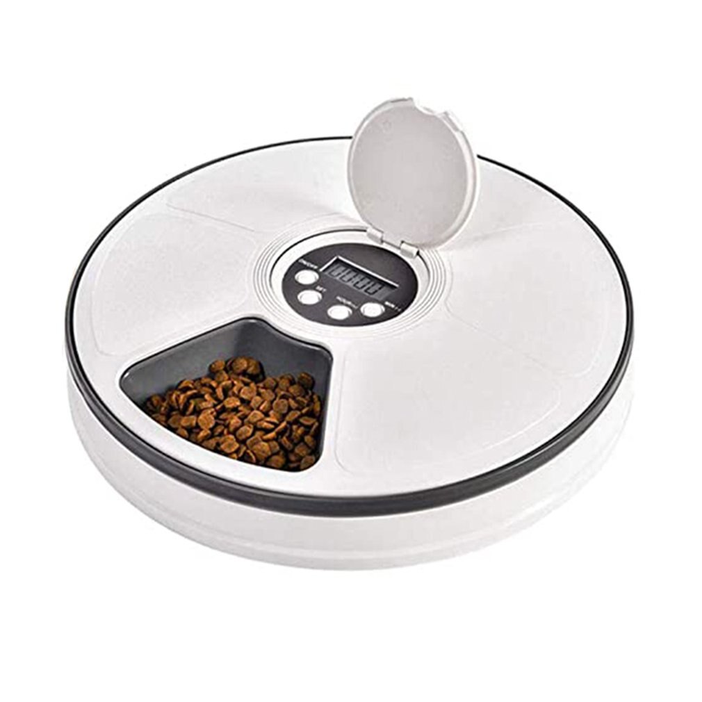 Electrical Timing Dog Automatic Feeders 6 Grid Smart Feeders For Cats And Dogs With Music Reminder Pet Supplies: Grey