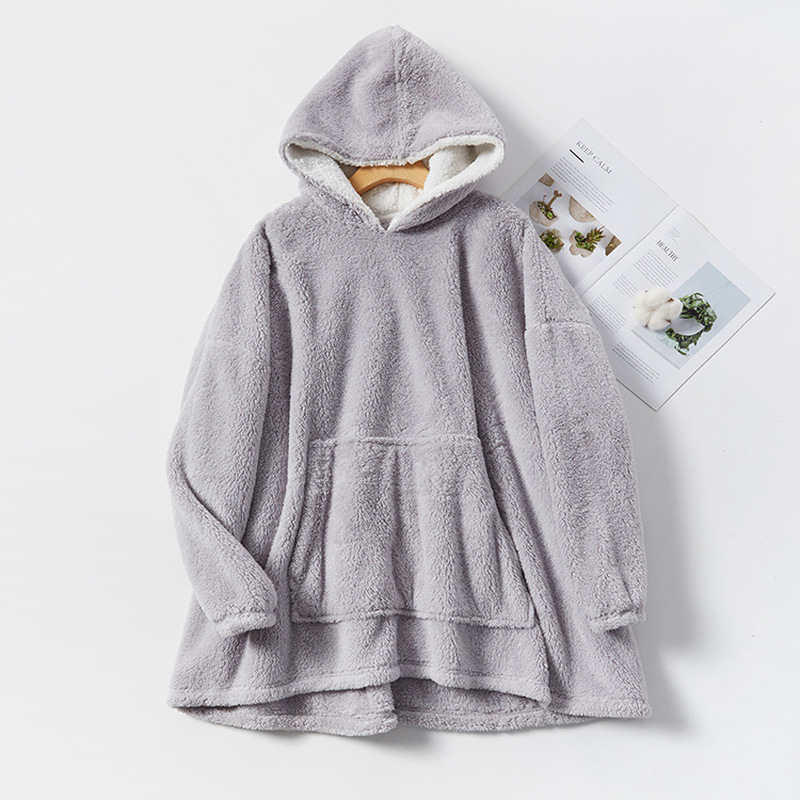 Pull à capuche en peluche pour couple, ample, épais et , peignoir en peluche pour homme et femme, pyjama en molleton de corail, vêtements de maison, chemise de nuit, hiver