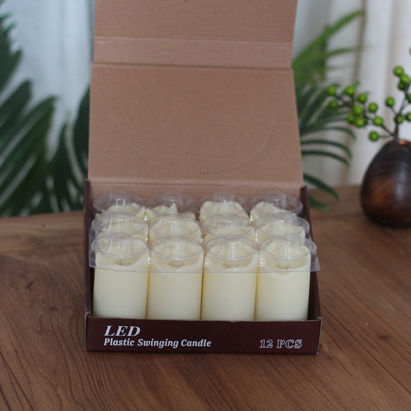 Pack of 12 Electric Plastic Led Candle Lamp with Realistic Swing Flames Flickering Tea Light for Birthday/Wedding /Christmas