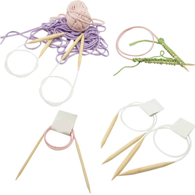 Circular Knitting Needles Wooden Sweater Needles Wool Hat Knitting Ring Needles DIY Hand Knitting Tools