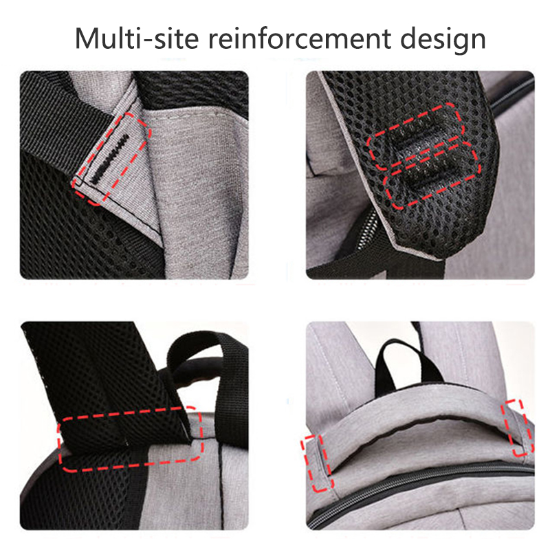 Large-capacity men's laptop rechargeable USB Oxford gray high school school bag youth backpack multifunctional backpack