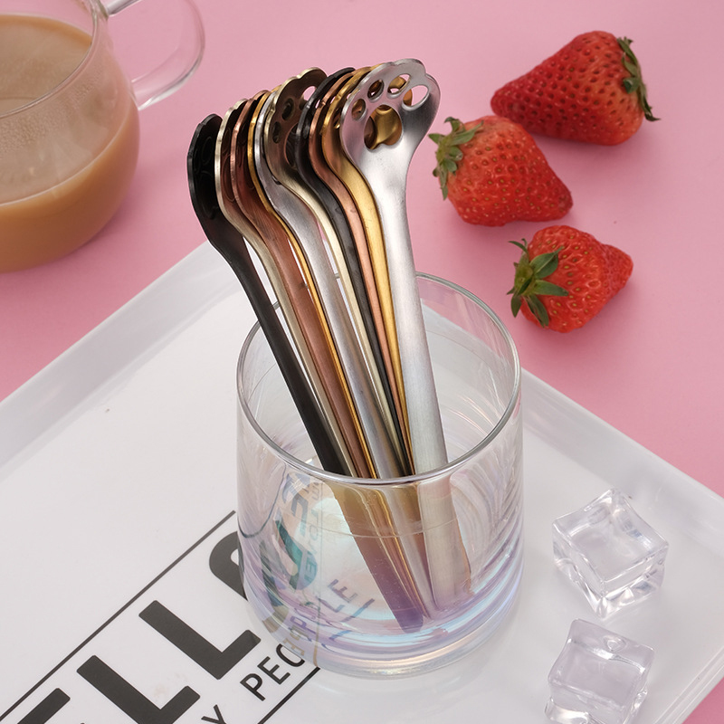 1Pcs Cute Style Cat Paw Spoon For Tea Coffee Milk Drink Ice Cream Cake Stainless Steel Tableware