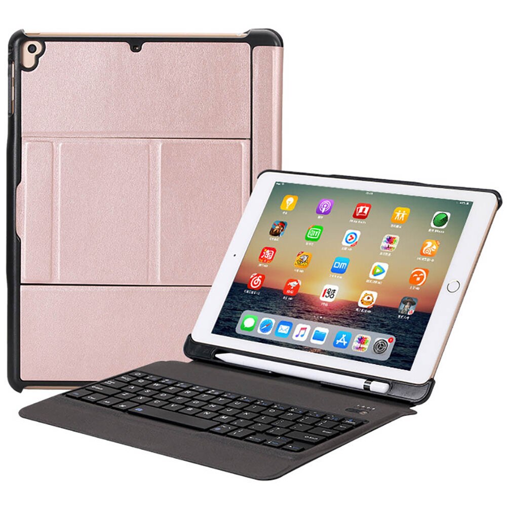 Backlit Detachable Keyboard for iPad 9.7 inch Air Air2 5th 6th 5 6 Case PU Leather Protective Cover for iPad Pro 9.7": Rose gold