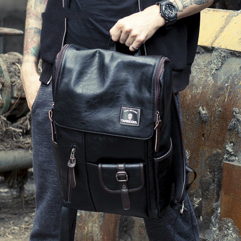 Mode Pu Leer Mannen Rugzak 'S Grote Capaciteit Man Rugzak Grote Capaciteit Mannen Reistas Plunjezak 15inch Laptop Tassen