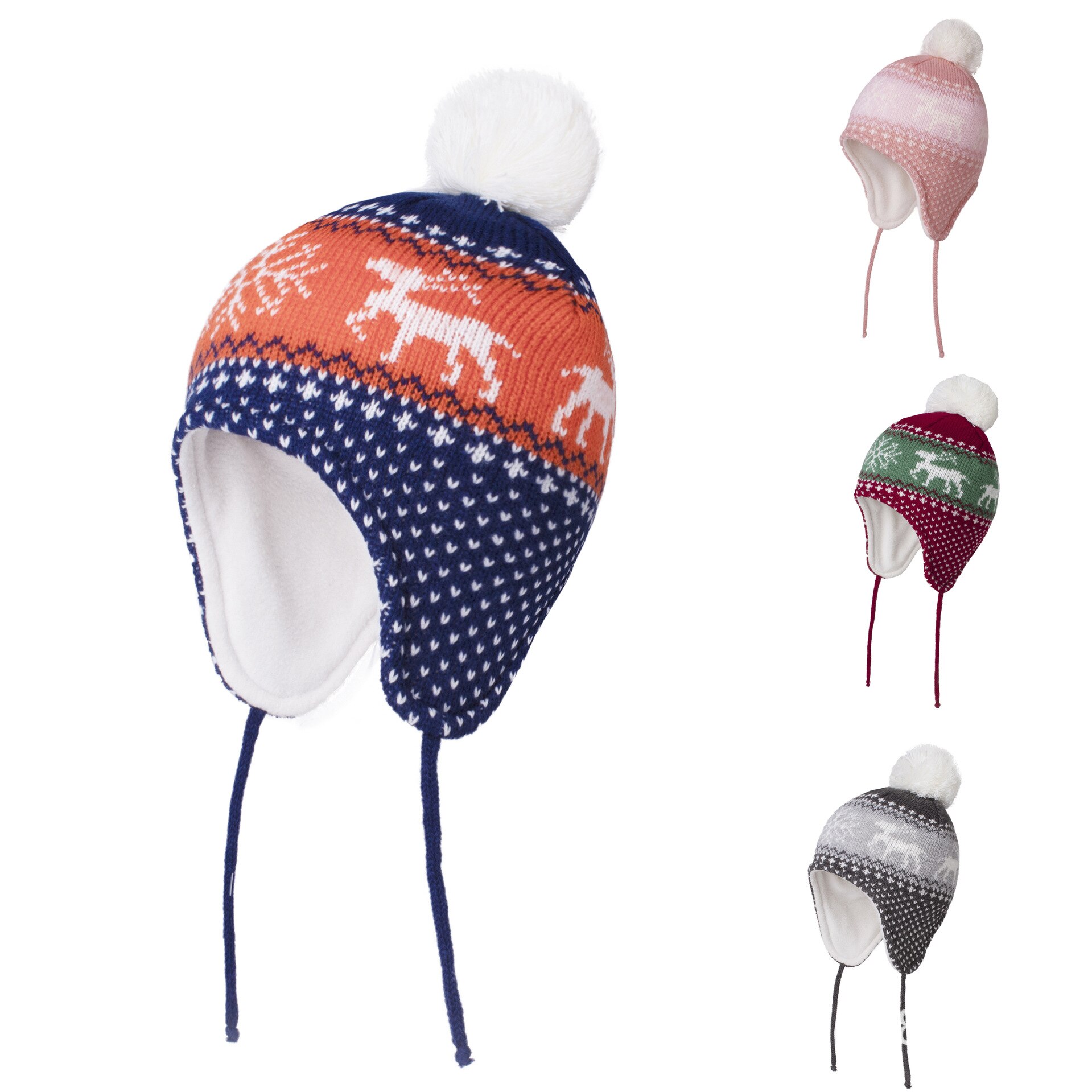 Chapeau avec oreillettes de noël pour enfants, bonnet d'hiver épaissi en tricot , accessoires pour bébés, garçons et filles