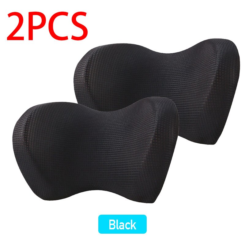 Oreiller de cou pour appui-tête de voiture, support de cou universel, siège de voiture, repose-nuque, oreiller de voyage en coton à mémoire de forme pour soulager les douleurs cervicales: Oreiller noir 2 pièces