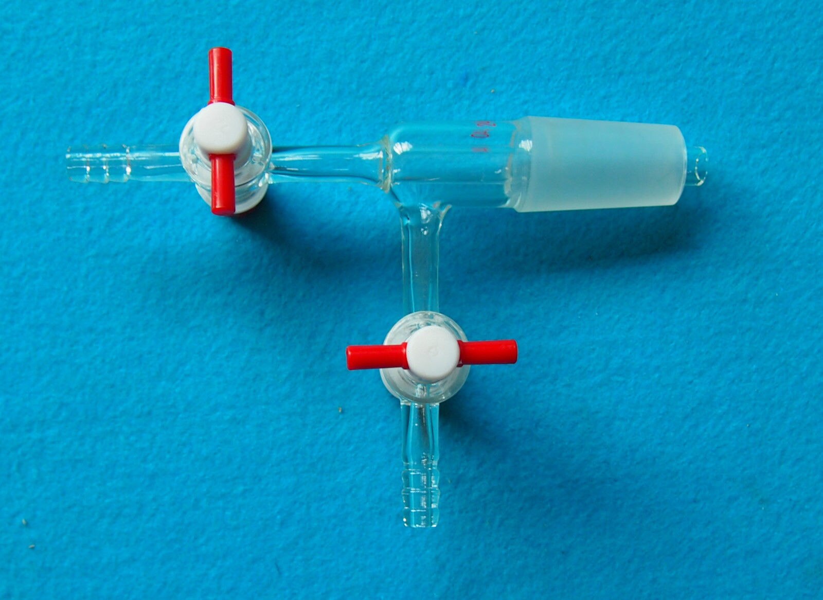 24/40,Glass Vacuum Transfer Adapter,Two PTFE Stopcock,Lab Chemistry Glassware