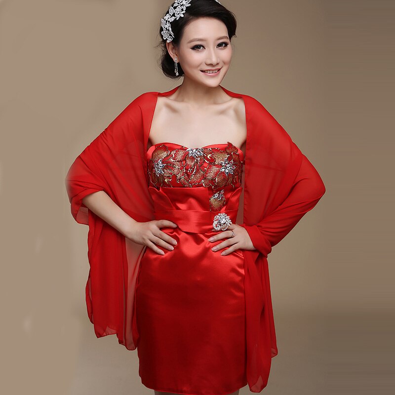 Chaqueta de boda barata de talla grande para mujer, 200cm x 75cm, chal de gasa, Bolero, para boda, noche, baile de graduación,