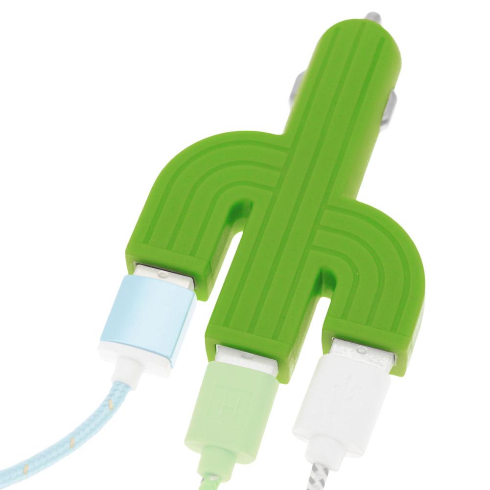 3 en 1 cargador de coche Cactus 3 puerto USB de plástico Cactus multifunción Mini cargador de coche para iPhone