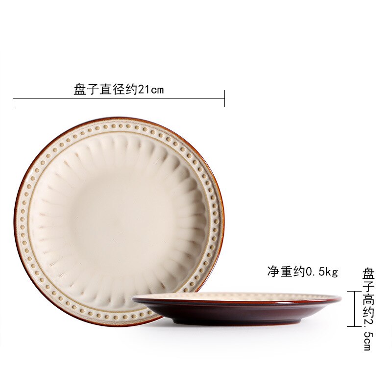 Bordservice keramisk middagstallerken sæt fad 8/10 tommer porcelæn dessert tallerken spisestel europæisk stil salatskål delikat: 8 tommer plade