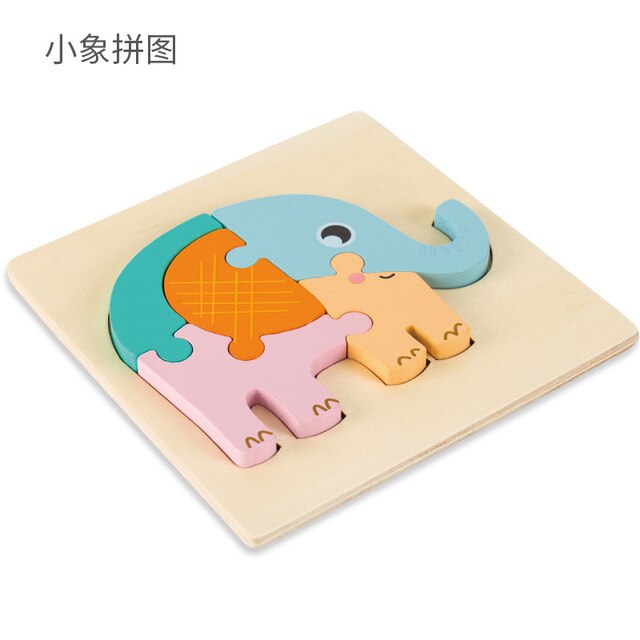 Cartoon Colorful Animal Traffic Wooden 3D Puzzle Kid Early Educational Brain Teaser Tangram Development Toys For Children Jigsaw: 5
