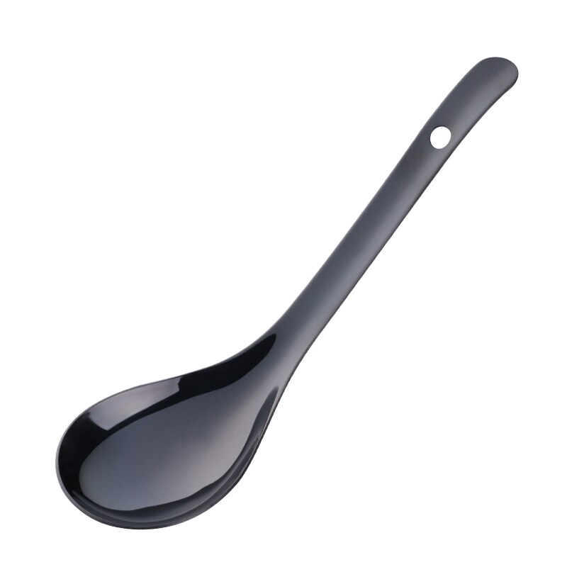 1PCS Rice Serving Spoon 18/8 Stainless Steel Long Handle Soup Porridge Rice Scoop Gold Tableware Spoon Dinnerware Kitchen Tool: Black Rice Scoop