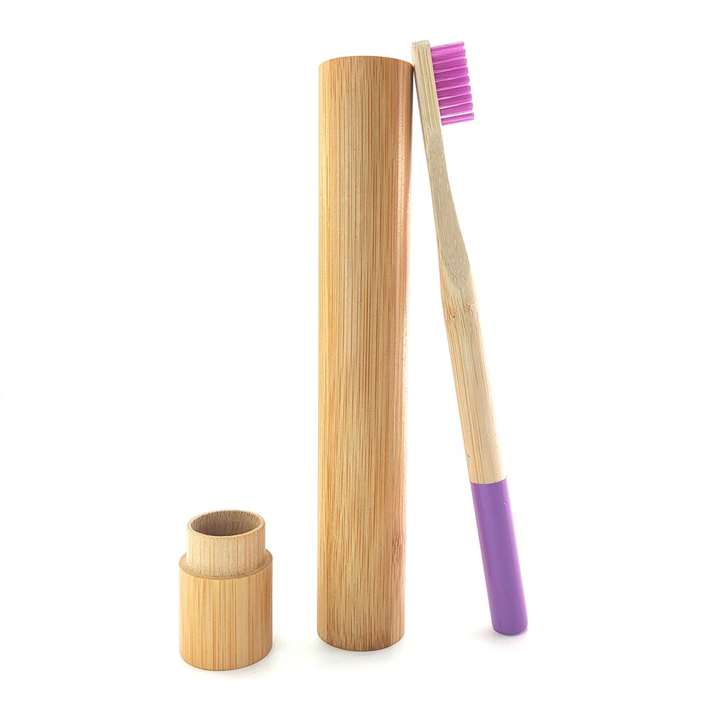 Degradable Bamboo Toothbrush with Natrual Bamboo Straw Case Eco-friendyly Portable Travle Toothbeush Set for Teeth care