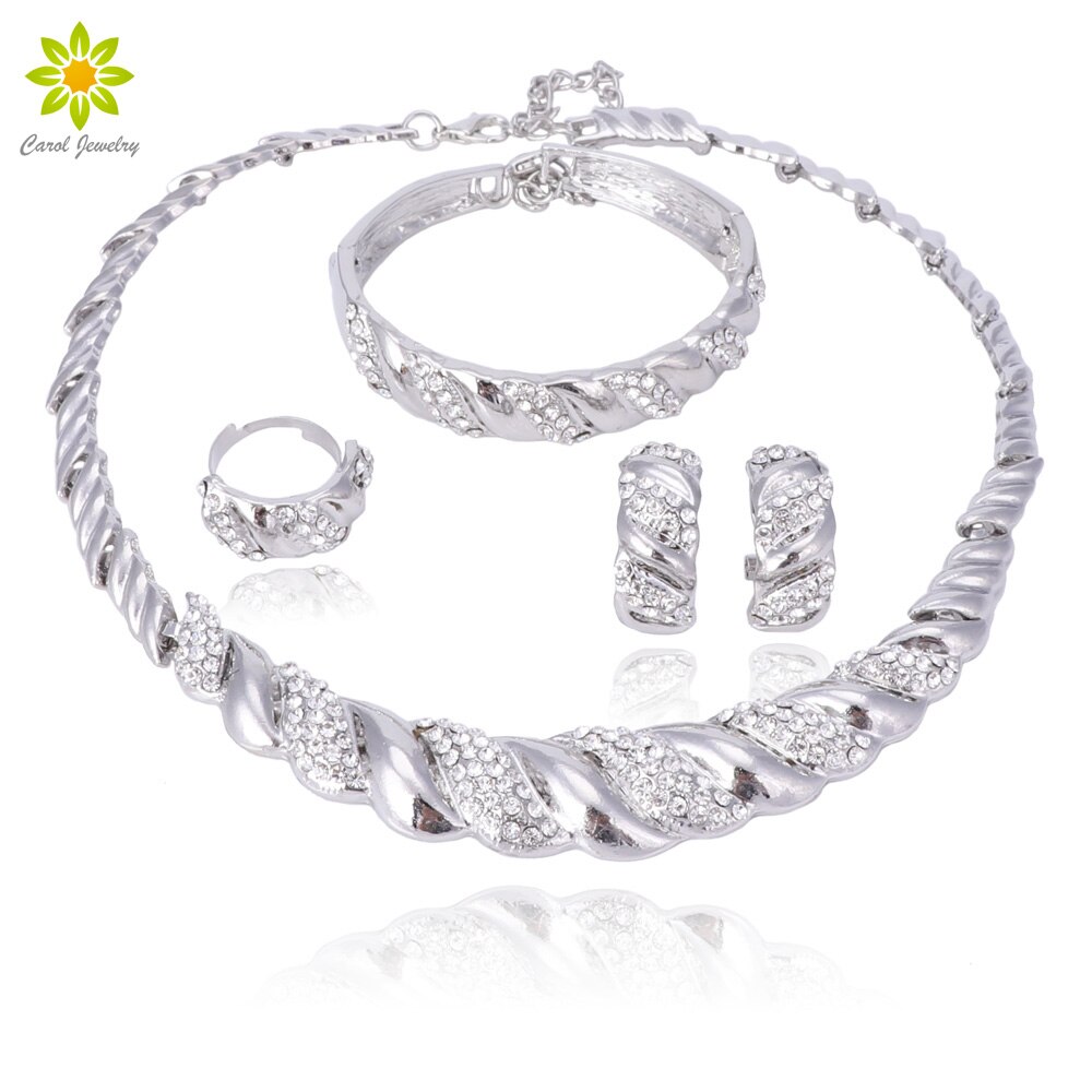 Conjunto de joyería de , collar de cuentas africanas de color plateado de Nigeria Dubai, conjunto de joyas de boda, conjuntos de joyas de cuentas africanas