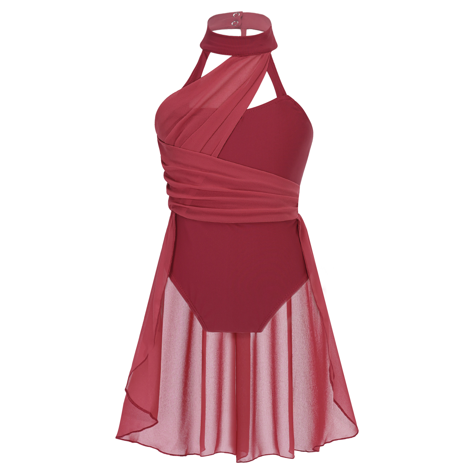 Kid Meisjes Ballet Dans Turnpakje Jurk Mouwloos Ruches Chiffon Lijfje Gekooide Rug Gymnastiek Kunstschaatsen Lyrische Dans Kostuum: XXS / Light Grey