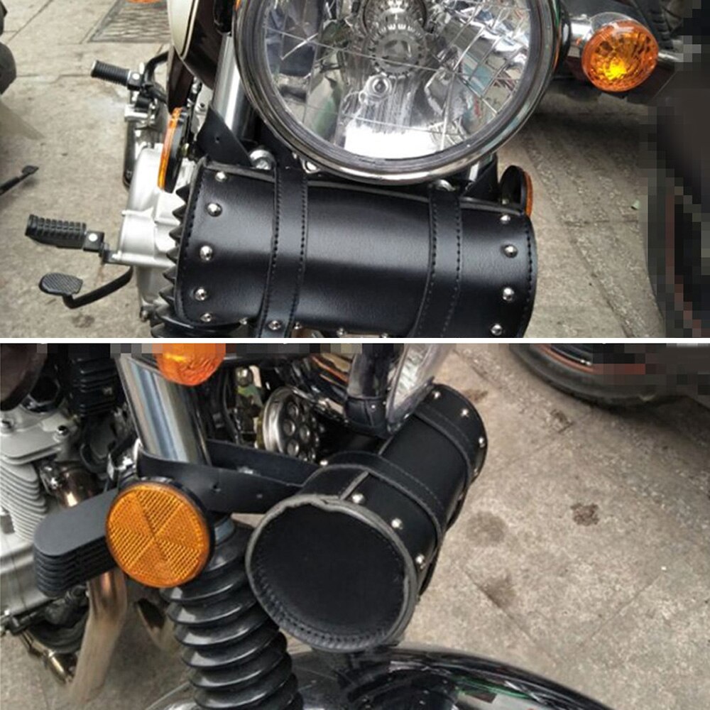 Leer Motorfiets Zak Zwart 21X10X10Cm Onderdelen Motorfiets Fiets Motor