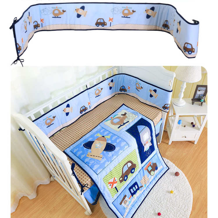 Kit de literie pour berceau de bébé, pare-chocs à volants, aile amovible, animaux de dessin animé, coussin de sécurité pour -né: pilot and driver