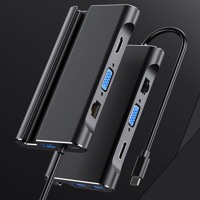 USB-C portátil Docking Station USB 3,0 HDMI VGA RJ45 de Hub USB para portátil Macbook Pro HP DELL superficie Lenovo Samsung muelle