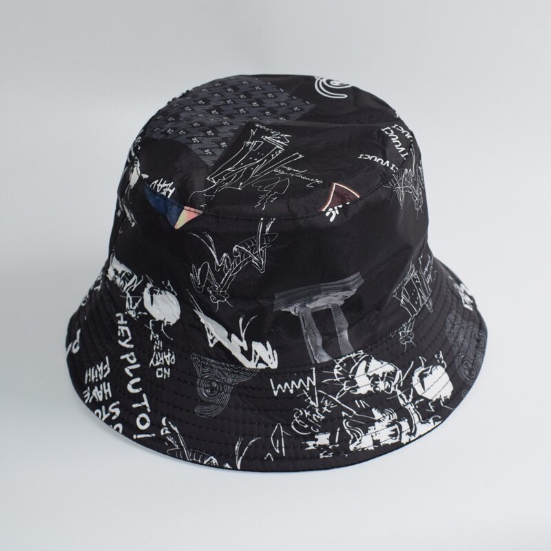 Zomer Brief Graffiti Emmer Hoed Vrouwen Mannen Mode Strand Zon Hoeden Omkeerbaar Bob Chapeau Femme Panama Hoed Visser Hoed: NO 3