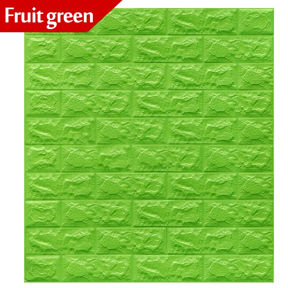 DIY autoadhesivo 3D pared de ladrillo adhesivo papel pintado decorativo espuma revestimiento de paredes impermeable papel pintado para niños sala de estar: Fruit green