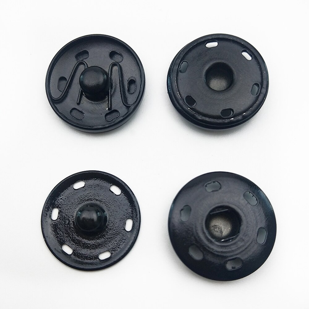 Black Round Snap Buttons Metal Press Button Fasteners Plating Stud Iron DIY Garment Bag Sewing Accessories