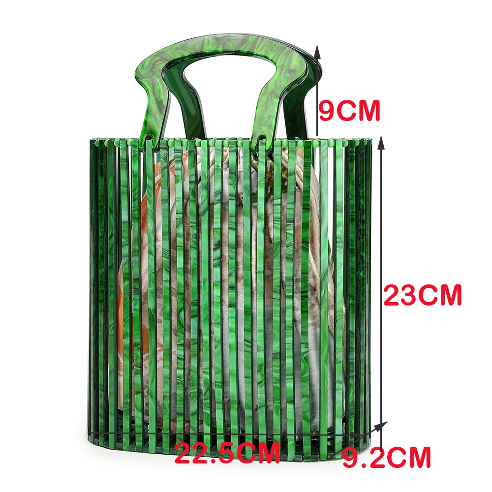 Dames handtassen acryl groen wit holle handtas zomer reizen vakantie strandtas dames effen kleur emmer tas