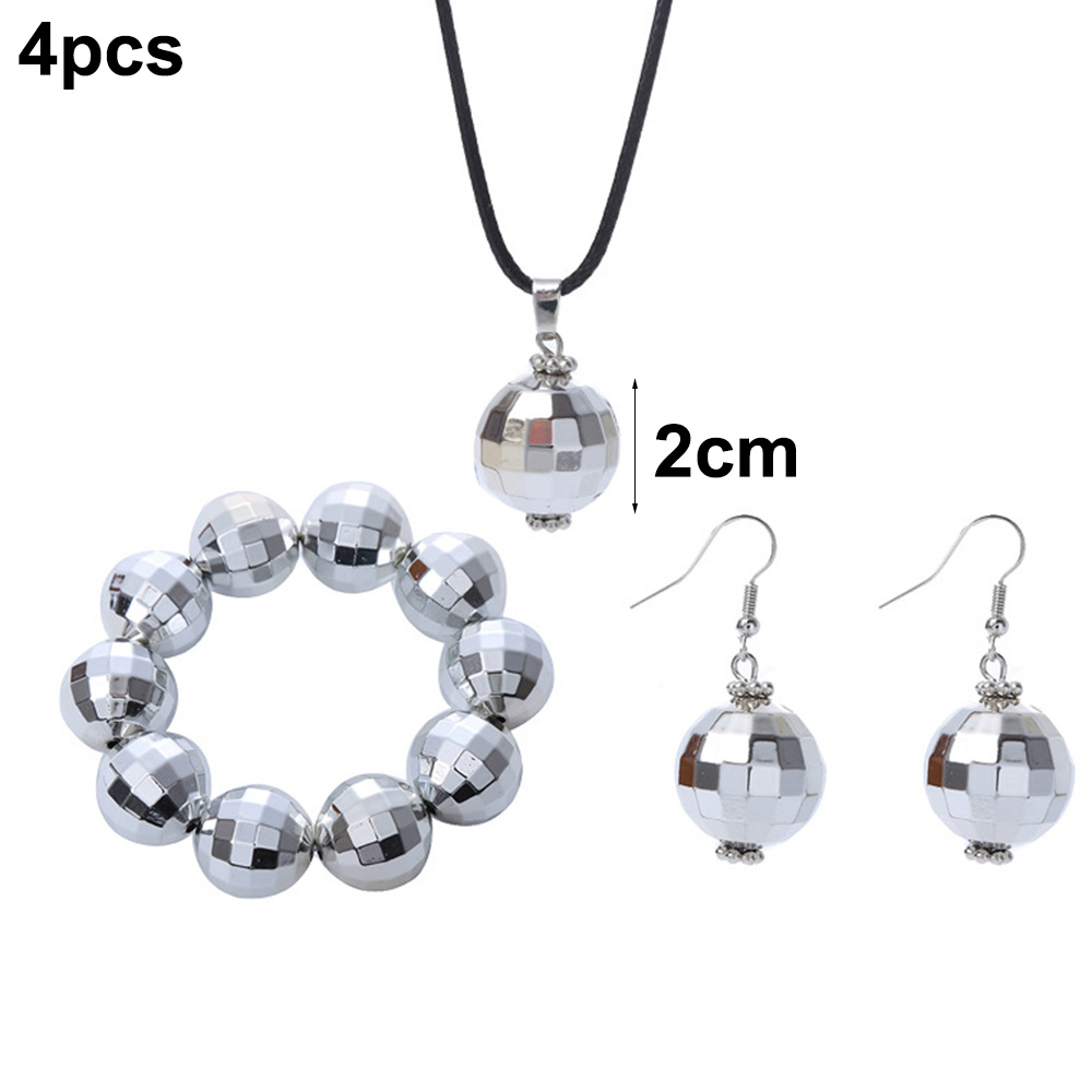 Disco Ball Necklaces Mirror Balls Costume Bracelet Earrings Rave Accessories 70s 80s Disco Party Stage Props Festivals Supplies: Deep Sapphire