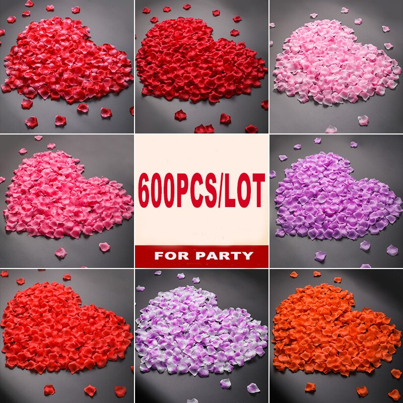 600 unids/lote de pétalos de rosa de 5x5, accesorios de boda, pétalos de rosa de boda, decoración romántica de flores artificiales para