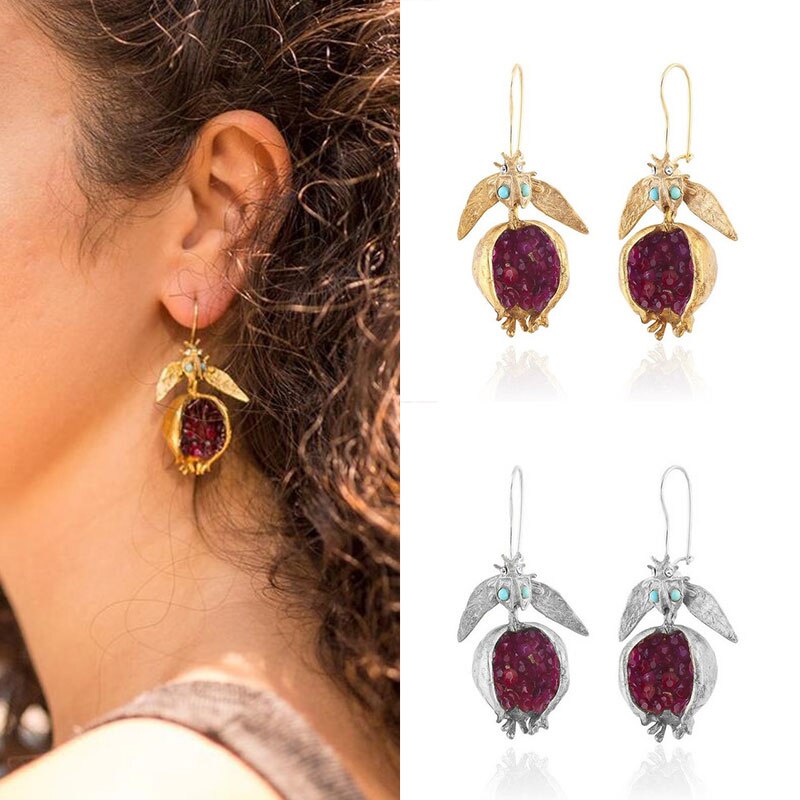Granatæble frø øreringe dingle øreringe smykker etnisk vintage personlighed kvinder produkt vintage øredråbe