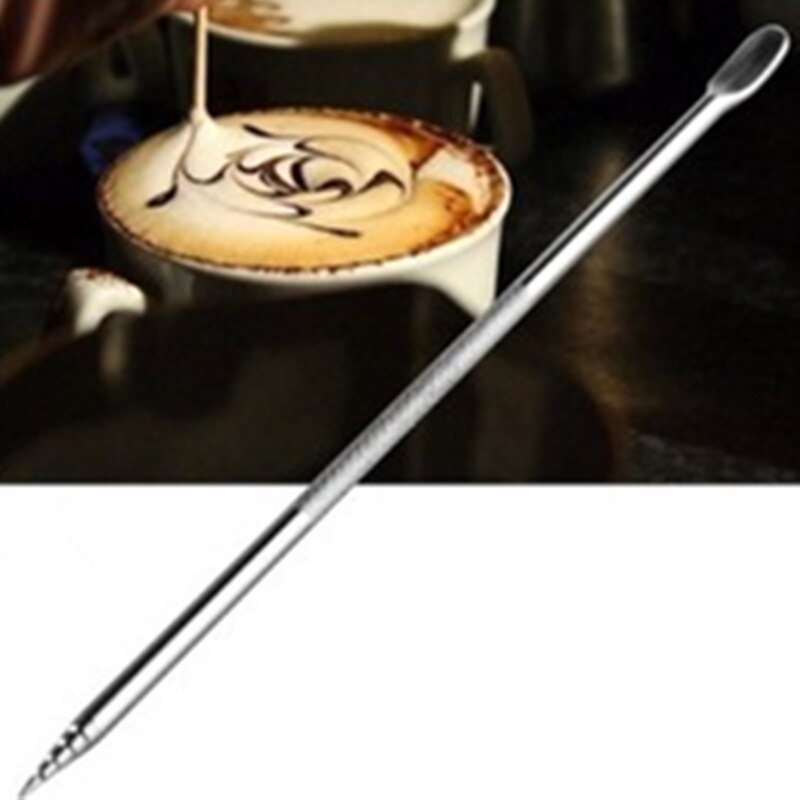 1pc rustfri stål latte kaffe kunst nåle cafe maskine kaffemaskine køkken tilbehør mønster blande pen