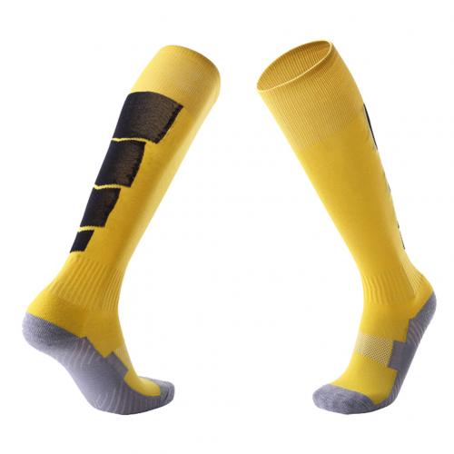 Adult Breathable Football Soccer Sports Training Men Sports High Tube Socks: Yellow Black
