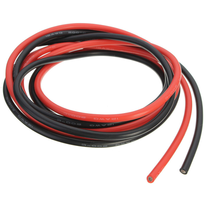 Cable de silicona Flexible 12 AWG de 6 pies y 2 metros de calibre, Cables de cobre trenzados para RC One, negro, uno, Cables rojos