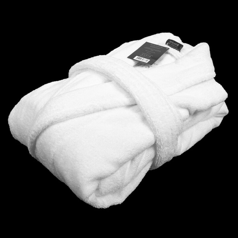 Inverno 100% algodão masculino roupão branco robe grosso longo toalha velo quente macio inverno camisola toalha fless casa hotel adora: M / Marfim