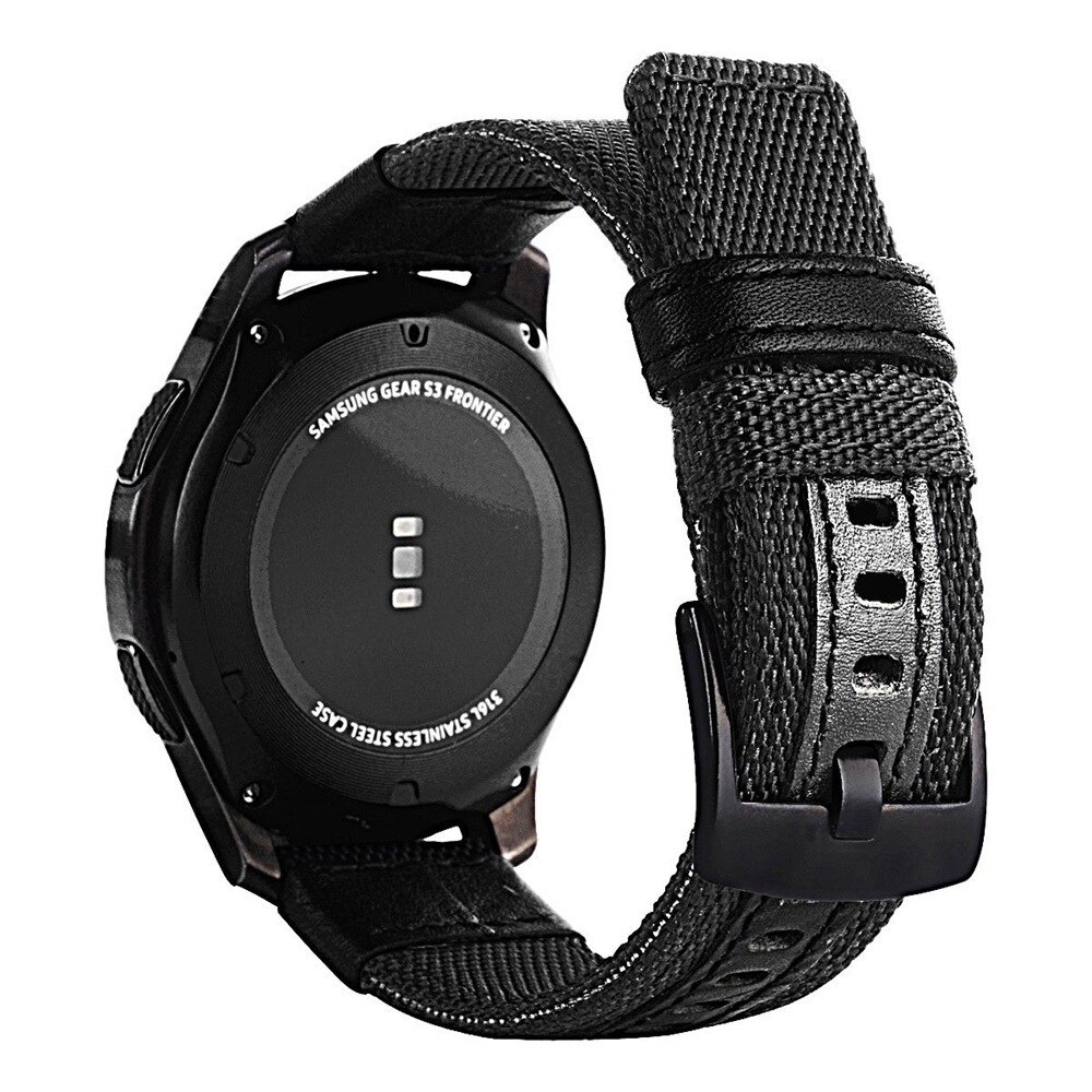 Correa de cuero y nailon para Huawei Watch GT 2 Pro, pulsera inteligente para Samsung Galaxy Watch 3, accesorios de reloj de 45mm: Negro / 22 mm