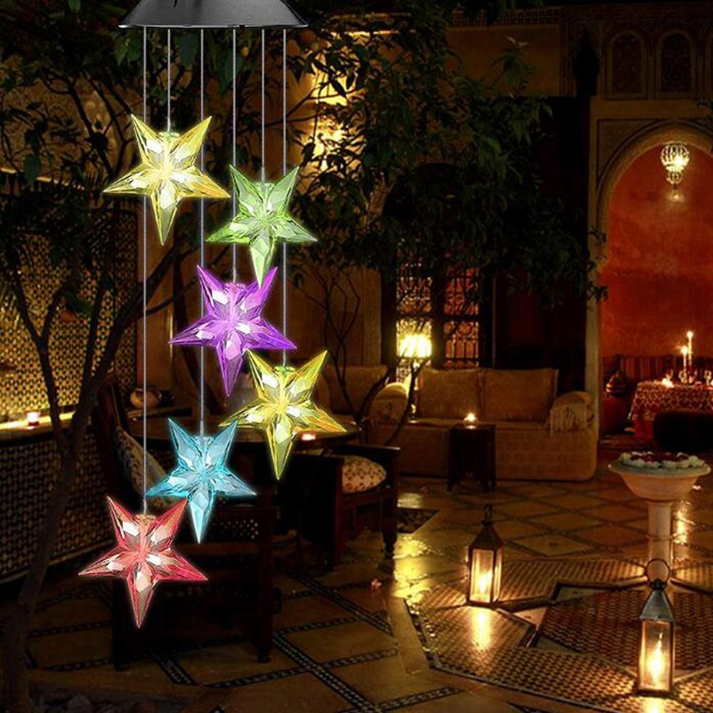 LED Solar Wind Chimes Light 6LED Colorful Love Heart Wind Chime Lamp Solar Powered Garden Hanging Lamp: b