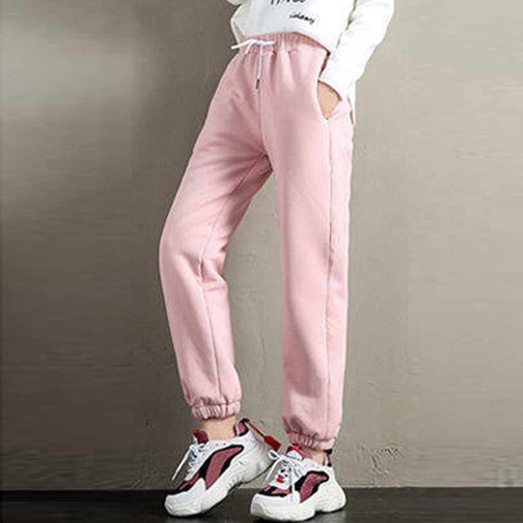 Autumn Women Gym Sweatpants Workout Fleece Trousers Solid Thick Warm Winter Female Sport Pants Running Pantalones Mujer