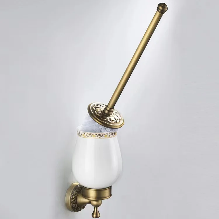 Porta scopino per wc da bagno, colore ottone antico, materiale in ottone massiccio, montaggio a parete, tipo europeo tradizionale per Hotel