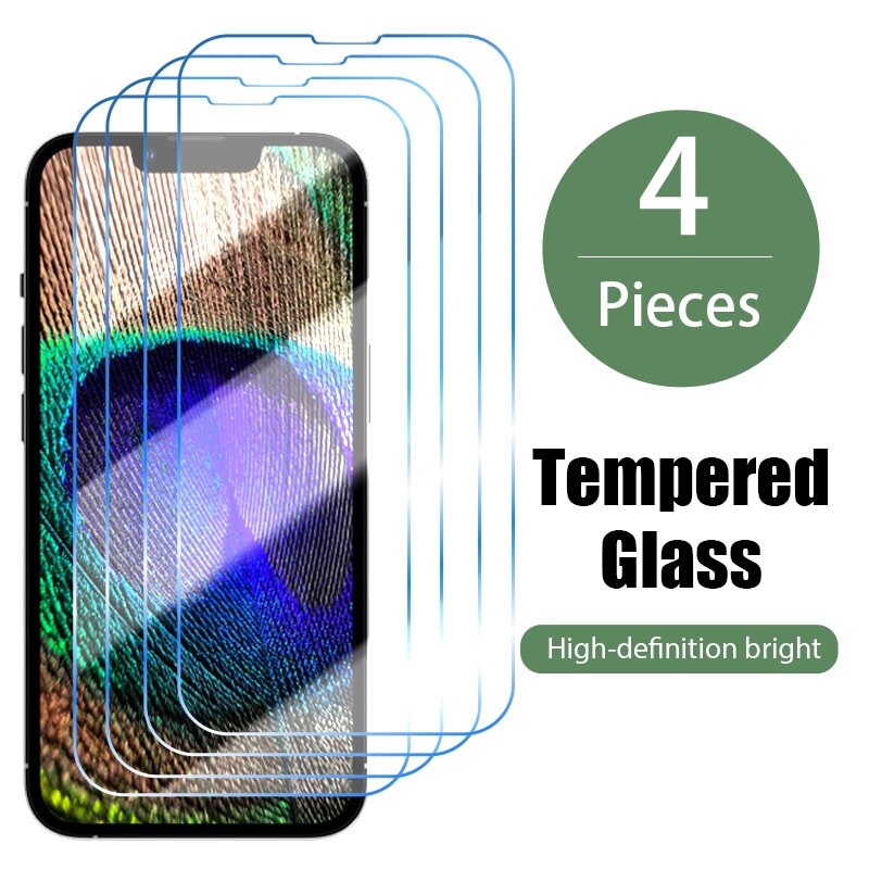4PCS Screen Protector on iPhone 13 12 Pro Max Mini Protective Glass For iPhone 11 Pro Max clear phone glass