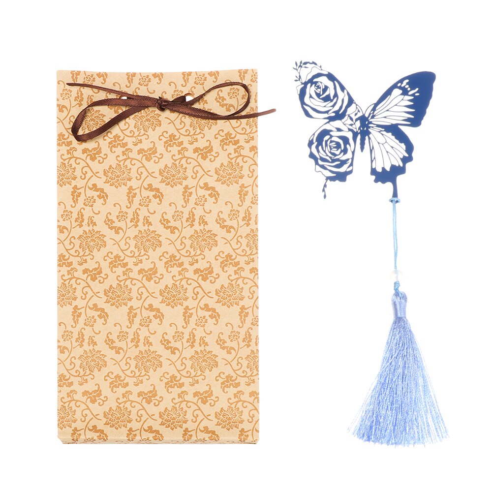 1PC Retro Brass Bookmark Tassel Pendant Butterfly Rose Book Clip Pagination Mark Stationery Student Cartoon Metal Bookmark