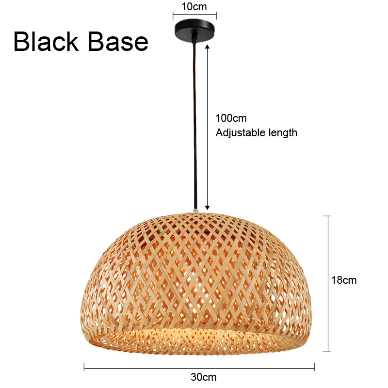 Lustre japonais en rotin de bambou naturel, lampes suspendues tissées à la main, abat-jour en osier, Suspension d'éclairage E27: Orange