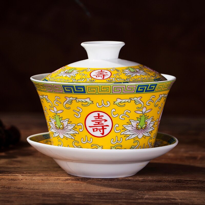 Jingdezhen Gaiwan Porzellan Keramik Tee Schüssel Untertasse Abdeckung einstellen 240ml Meister Pu'er Tasse Teegeschirr Getränk Tee Terrine Container: G Stil
