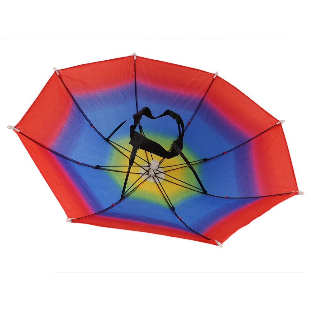 Portable Outdoor Shade Rain Hat Random Rainbow Umbrella Hat Useful Awning Camping Fishing Hiking Umbrella For Adult Kid
