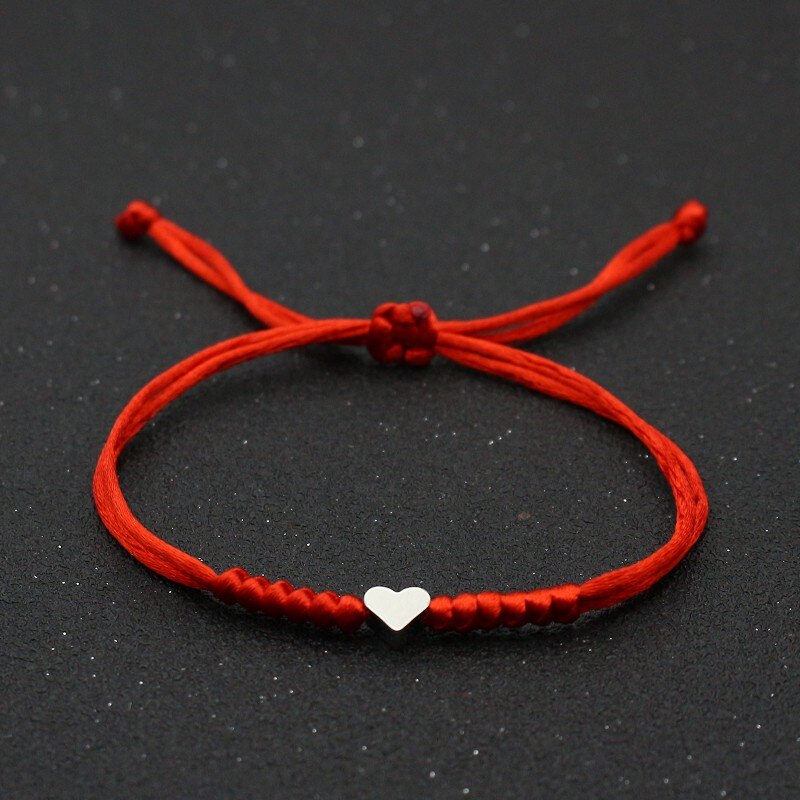 Pulseras trenzadas manuales con nudo de King Kong para hombre y mujer, pulsera de Metal con corazón de amor, pulsera de la amistad de la suerte, joyería ajustable