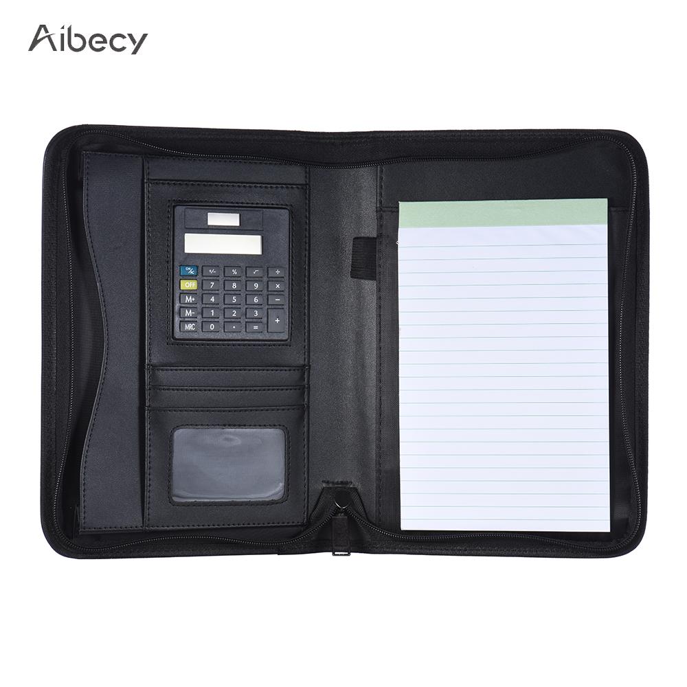 Padfolio PU Leather A5 Portable Business Portfolio Padfolio Folder Document Case Organizer Portafolios with Calculator Holder