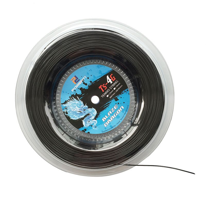 Powerti ts -4g 1.3mm tennissnaar polyester 200m rollen tennissnaar sport gym tennisracket training tennislijnen voor buiten: Zwart 130